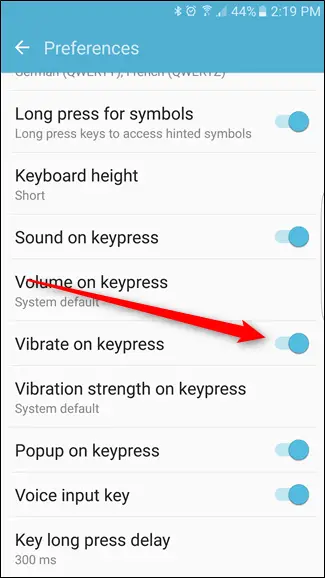 How to turn off keyboard vibration on Vodafone Smart Ultra 7