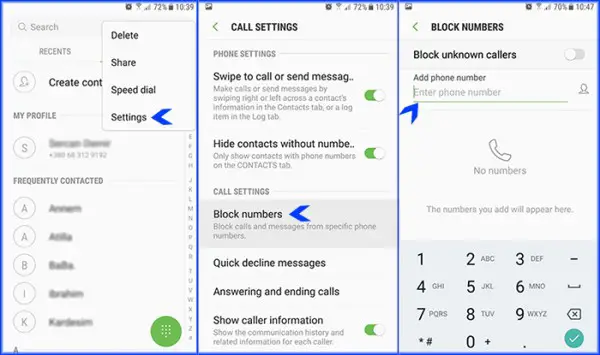 Block Number on Huawei Y7 (2018) Android Phone